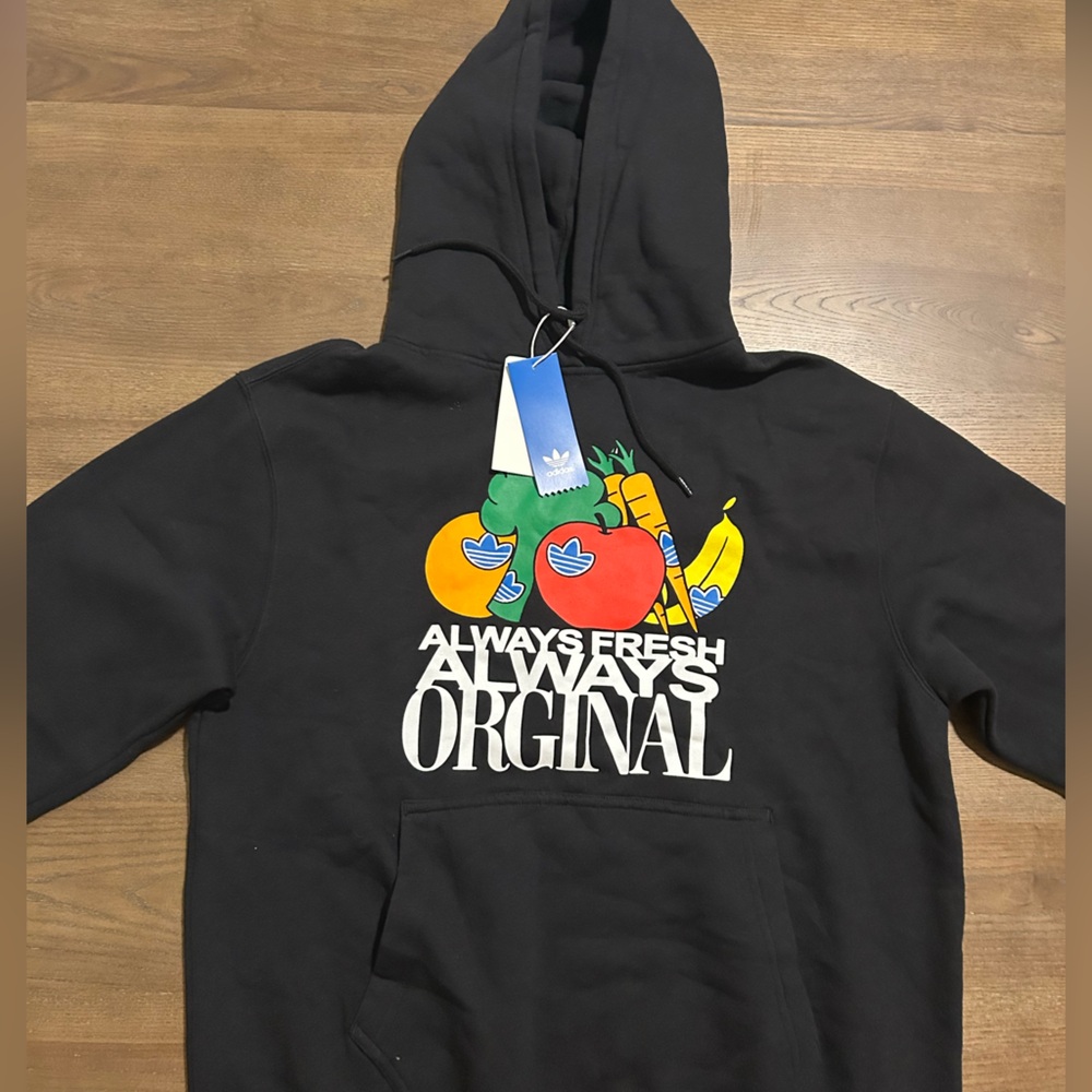 Adidas Originals Always Fresh Hoodie Black Men's Sweatshirt HD5259 Fruit Graphic